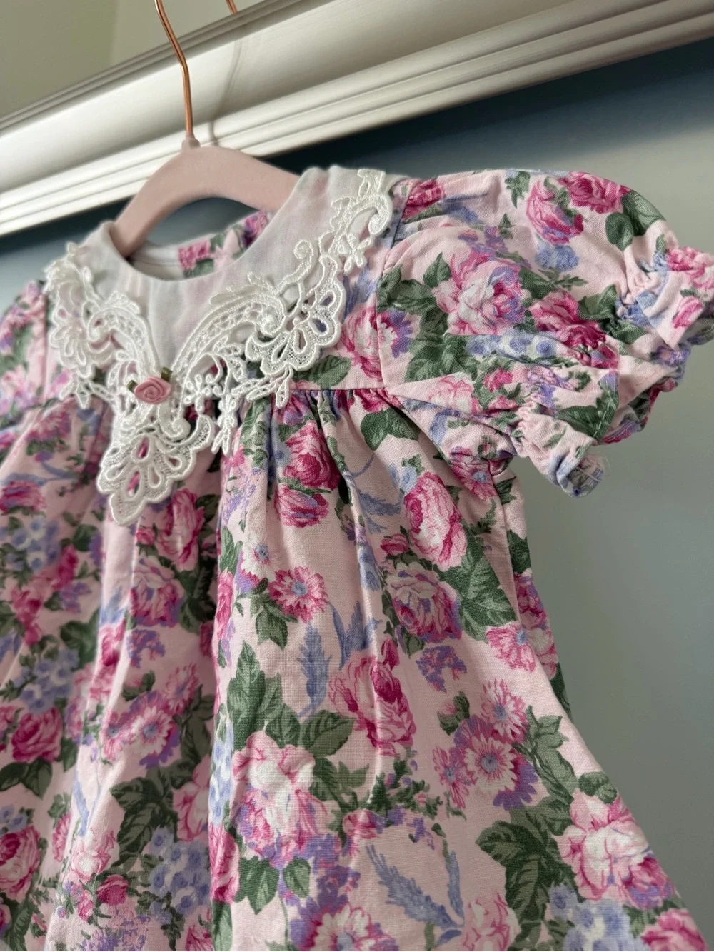 Vintage 90’s Carter’s Pink Floral Lace Baby Dress